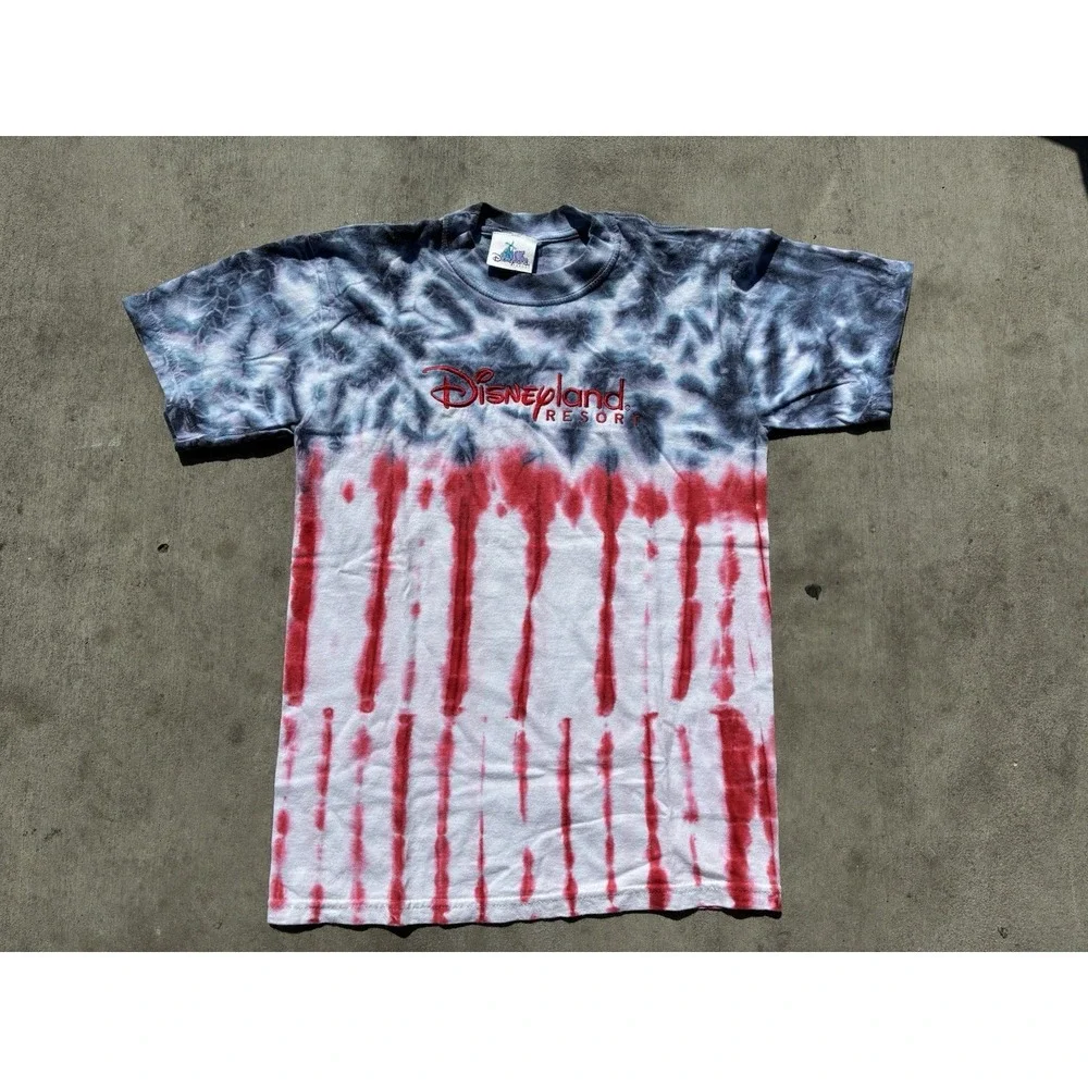Vintage Disneyland Resort Tie Dye Tshirt Small American Flag Patriotic 4th July